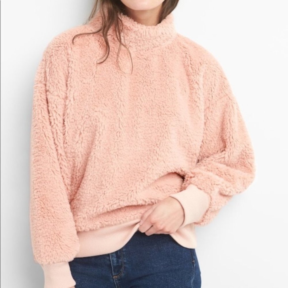 GAP Plush Pink Sherpa Pullover